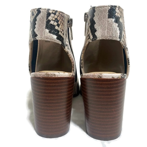 VINCE CAMUTO KENSLI SNAKESKIN OPEN TOE ANKLE BOOTS - Picture 5 of 9